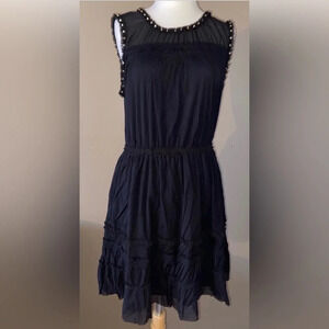 JUICY COUTURE SLEEVELESS BLACK DRESS WITH GOLD STUDS SIZE XS Y2K PARTY COCKTAIL